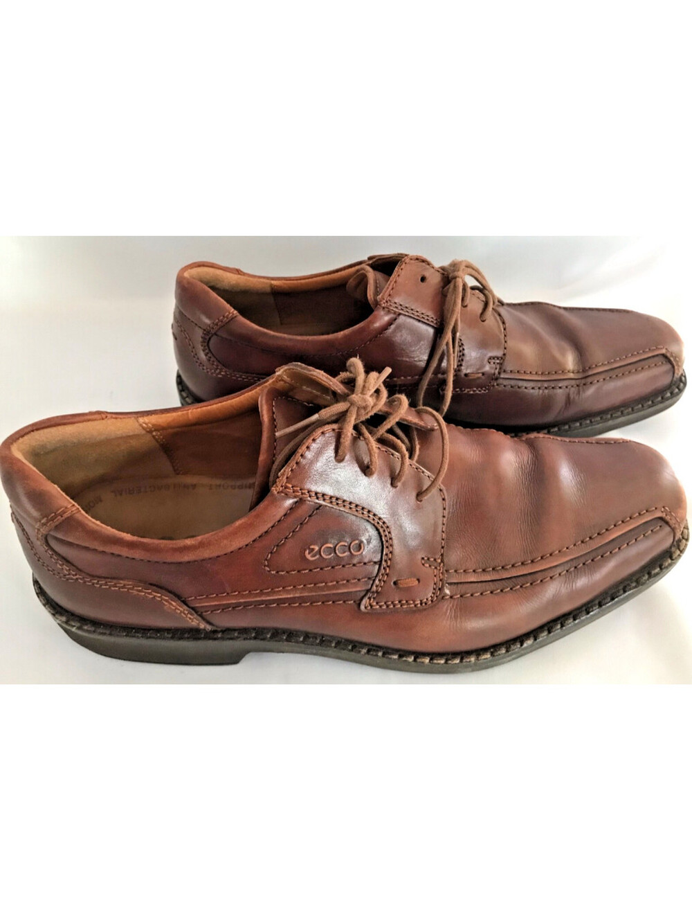 ECCO Dress Shoes Mens EU 45 US 12 Casual Oxford Brown Leather Lace Up Square Toe